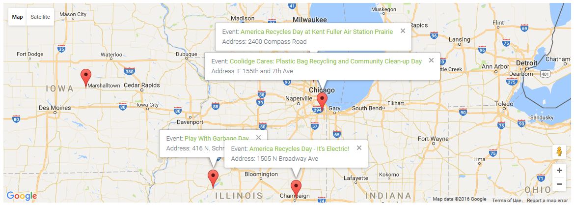 image showing locations in Illinois hosting recycle day events