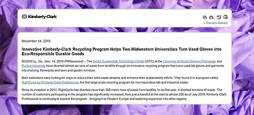purple nitrile gloves are successfully recycled at UIUC
